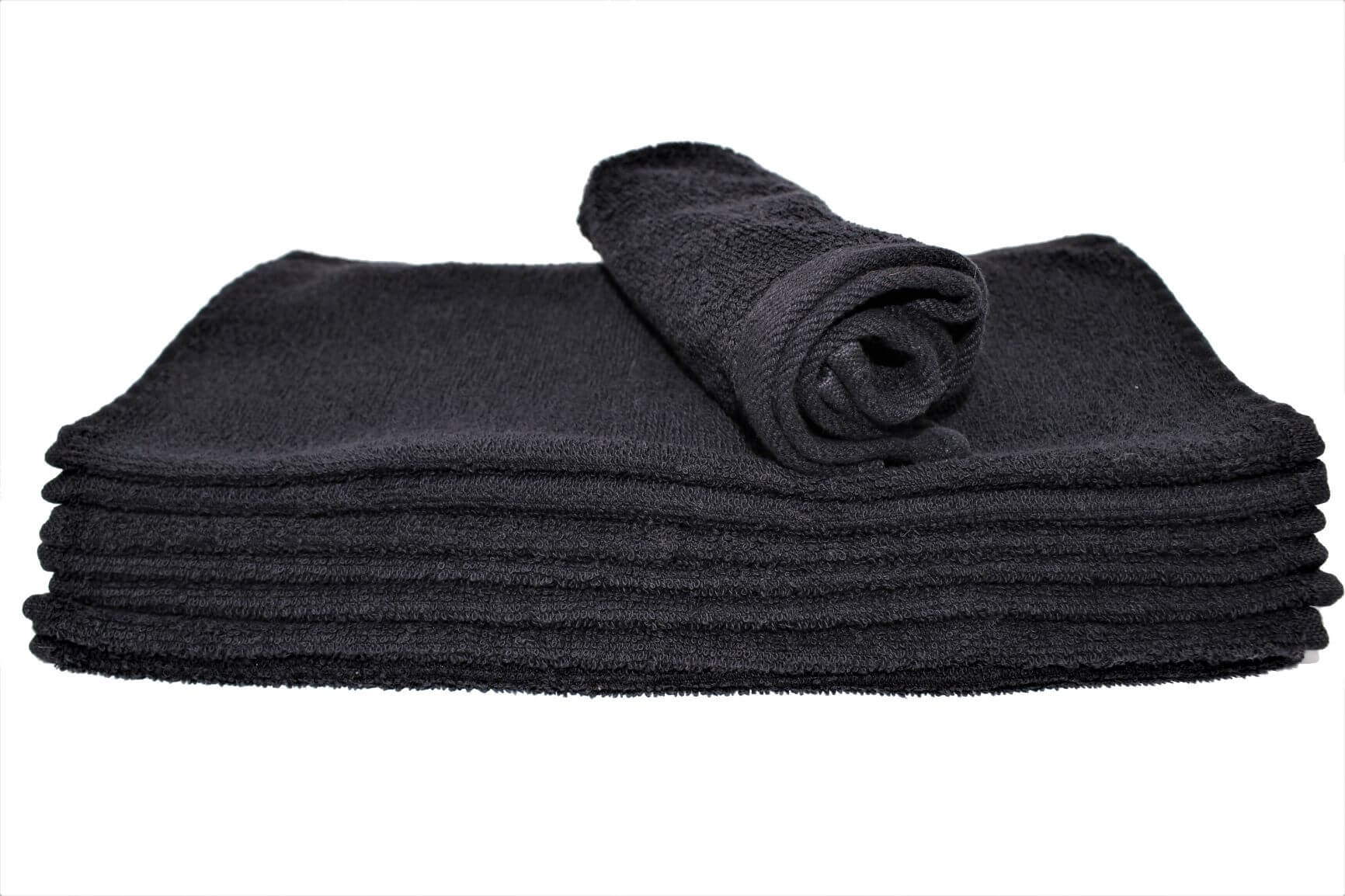 13x13-Black Washcloths -Premium 100% Cotton