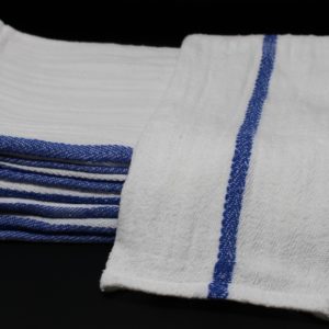 Standard Collection Barber Towel 15"x26" White with Blue Stripe
