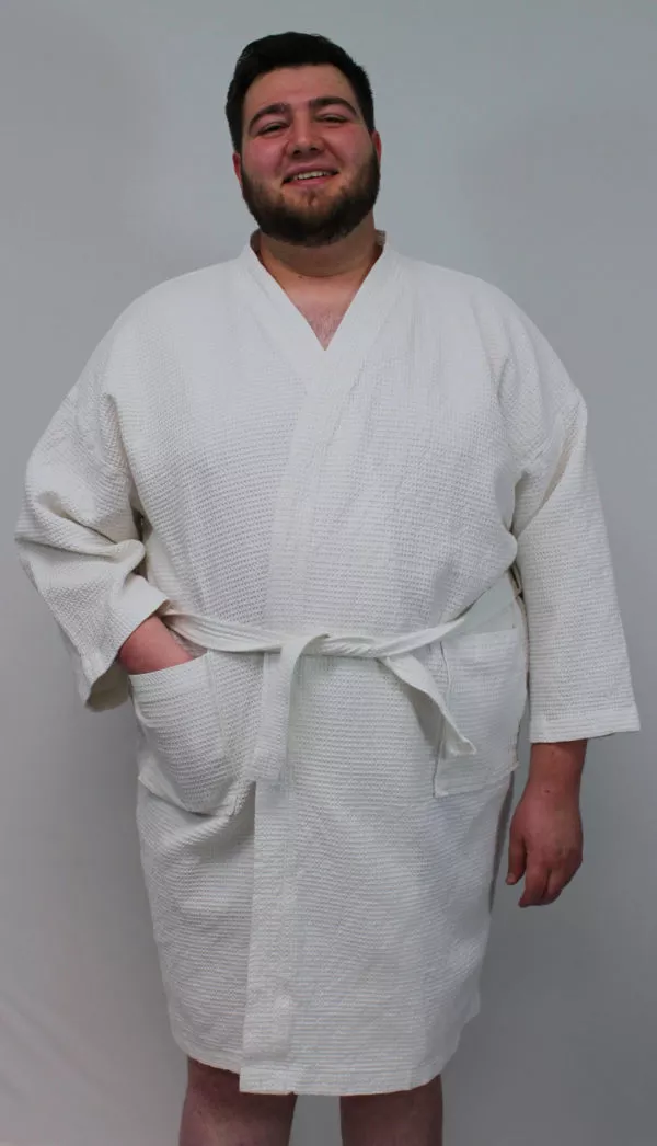 Waffle Robe-Kimono- 4XL - White
